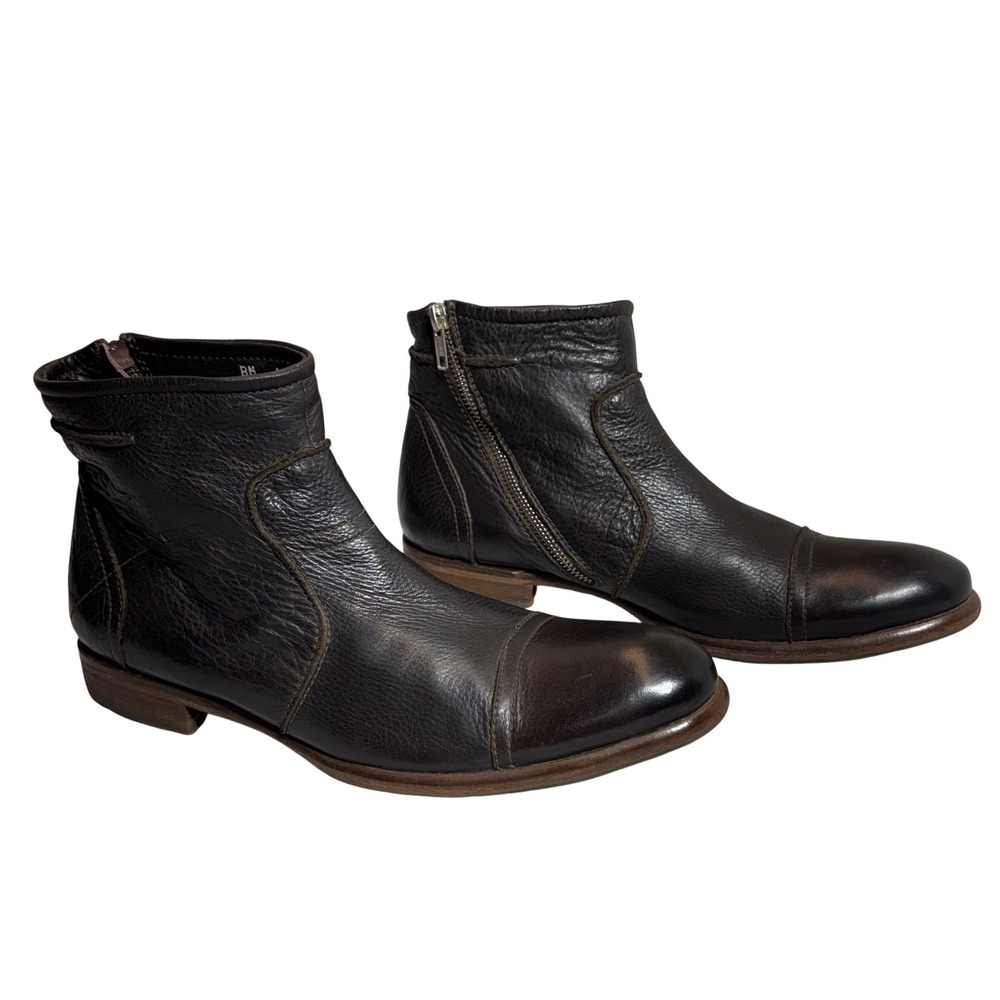 Blackstone Ankle Boots Mens 9US Black Leather Side Zip Cap Toe Distressed BM4142